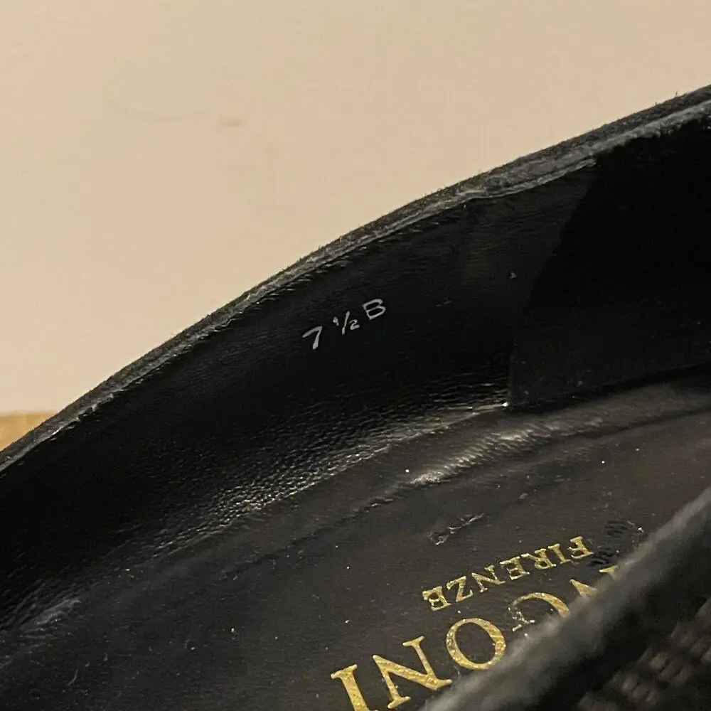 Lanconi Firenze 7.5B Kitten Heels | Black Suede, Tortoiseshell Toe, Rare Vintage